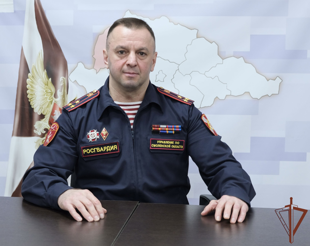 Поздравление начальника Управления Росгвардии по Смоленской области полковника полиции Валерия Пчелинцева с наступающим Новым годом